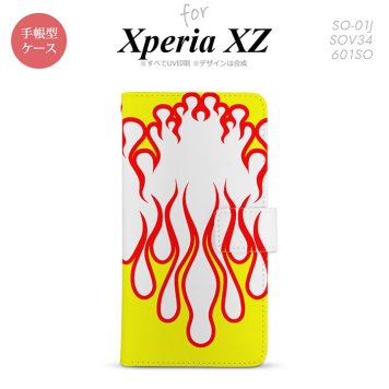 【手帳型 スマホ カバー ケース】【SO01J】【エクスペリア XZ 】手帳型 ケース SO-01J スマホ カバー XPERIA XZ エクスペリア ファイヤー 白×黄 nk-004s-so01j-dr1306【メール便送料無料】