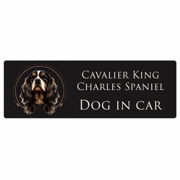 イラスト付 ドッグ カーステッカー Dog in Car キャバリアキングチャールズスパニエル B タイプ セーフティサイン 犬種別 長方形 15x5cm シール リア あおり運転対策 Dog Sticker 安全対策 カーサイン