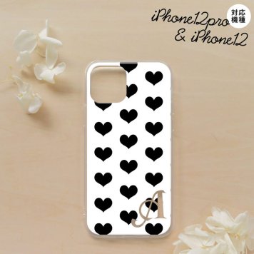 iPhone12/iPhone12pro iPhone12 / iPhone12pro スマホケース ソフトケース ハート A 白 黒 +アルファベット メンズ レディース nk-i12-tp115i