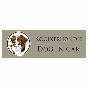ドッグ カーステッカー イラスト付 Dog in Car コーイケルホーンディエ Aタイプ セーフティサイン 犬種別 長方形 20x6.7cm シール リア あおり運転対策 Dog Sticker 屋外 屋内 防水 かわいい おしゃれ 安全対策 カーサイン