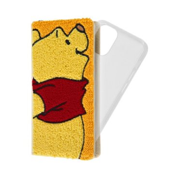 iPhone 12 mini 『ディズニーキャラクター』/手帳型 FLEX CASE サガラ刺繍/『プー』 ※送料無料(ポスト投函)