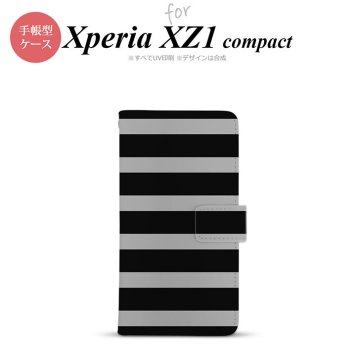 【手帳型 スマホ カバー ケース】【SO02K】【エクスペリア XZ1】手帳型 ケース SO-02K スマホ カバー Xperia XZ1 Compact エクスペリア ボーダー(B) 黒×グレー nk-004s-so02k-dr792【メール便送料無料】