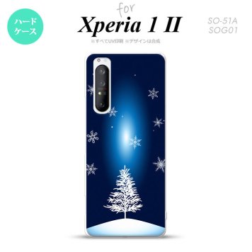 Xperia 1 II 5G スマホケース 背面カバー ストラップホール有り ハードケース 雪 ツリー 紺 ストラップホール おしゃれ かわいい かっこいい メンズ レディース nk-xp12-639