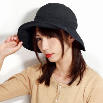 レディース ハット 秋 シャカシャカ素材 パッカブル ワイドブリム 帽子 ゴム入り アウトドア 日焼け対策 女性用 収納 冬 折りたたみ可 黒 ブラック 母の日 プレゼント ギフト 祖母 贈り物