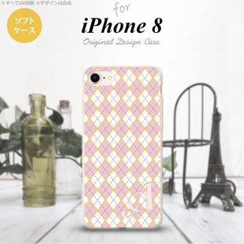 【iPhone8】【スマホケース/スマホカバー】【アイフォン8】iPhone8 スマホケース ケース アイフォン8 イニシャル アーガイル ピンク×グレー nk-ip8-tp1411ini【メール便送料無料】