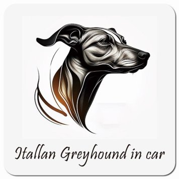 イラスト付 Dog in Car イタリアングレーハウンド Bタイプ カーサイン 車 マグネットステッカー 犬 マグネット 強力 13x13cm 正方形 おしゃれ かわいい ドラレコステッカー 安全対策 危険運転 煽り運転 アニマル 動物 犬種別 屋外 防水 屋内