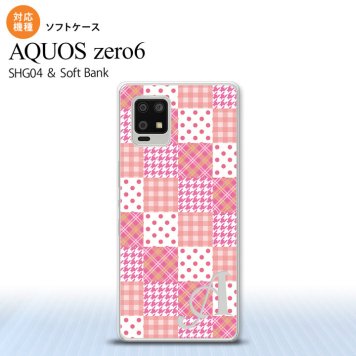 SHG04 SHG04 ZERO6 AQUOS zero6 スマホケース ソフトケース パッチワーク ピンク +アルファベット メンズ レディース nk-zero6-tp1061i