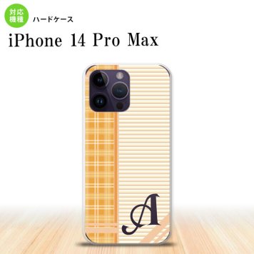 iPhone14 ProMax iPhone14 Pro Max スマホケース 背面ケース ハードケース チェック ボーダー オレンジ +アルファベット 2022年 9月発売 nk-i14pm-1602i