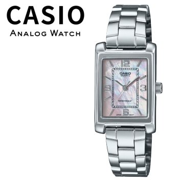 箱なし カシオ 腕時計 レディース ピンク シェル文字盤 スクエア シルバー ステンレス CASIO 海外モデル プレゼント ギフト 成人 卒業 入学