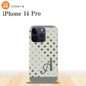 iPhone14 Pro iPhone14 Pro スマホケース 背面ケースソフトケース ドット 水玉 C グレー 青 +アルファベット 2022年 9月発売 nk-i14p-tp1650i