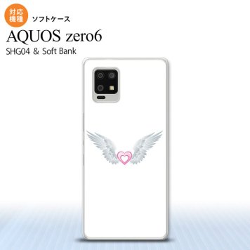 SHG04 SHG04 ZERO6 AQUOS zero6 スマホケース ソフトケース 白翼 ハート 白 ピンク メンズ レディース nk-zero6-tp475