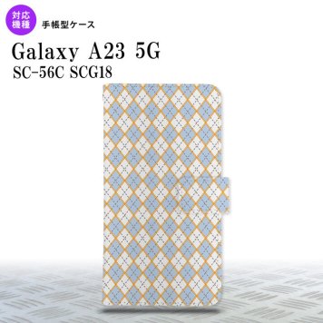 Galaxy A23 GalaxyA23 手帳型スマホケース カバー アーガイル 青 グレー 2022年 10月発売 nk-004s-a23-dr1413