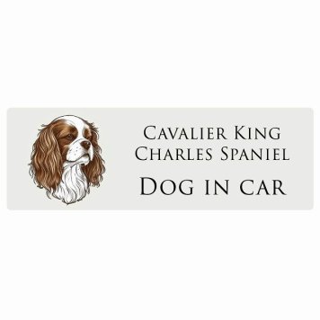イラスト付 ドッグ カーステッカー Dog in Car キャバリアキングチャールズスパニエル Aタイプ セーフティサイン 犬種別 長方形 15x5cm シール リア あおり運転対策 Dog Sticker 安全対策 カーサイン