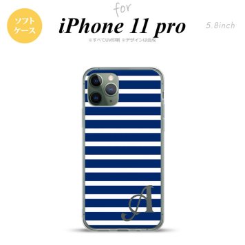 iPhone11Pro iPhone11 Pro スマホケース ソフトケース ボーダー 青 白 +アルファベット メンズ レディース nk-i11p-tp709i