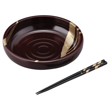 純金箔工芸 溜塗 金彩 8.0山路盛鉢(箸付) ／鉢 食器 キッチン用品 お中元 御中元 ギフト 夏ギフト 暑中見舞 残暑見舞 時期 いつ お礼 お返し グルメ のし お盆 初盆 新盆 お供 御供 ギフト 2026 送料無料 ギフト プレゼント プチギフト 内祝い 快気祝い 出産祝い 結婚祝い 引出物 新築祝い お返し