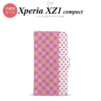 【手帳型 スマホ カバー ケース】【SO02K】【エクスペリア XZ1】手帳型 ケース SO-02K スマホ カバー Xperia XZ1 Compact エクスペリア タータン・ドット ピンク nk-004s-so02k-dr1532【メール便送料無料】