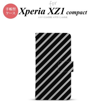 【手帳型 スマホ カバー ケース】【SO02K】【エクスペリア XZ1】手帳型 ケース SO-02K スマホ カバー Xperia XZ1 Compact エクスペリア ストライプ 黒×グレー nk-004s-so02k-dr712【メール便送料無料】