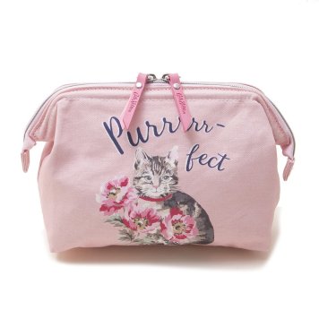 キャスキッドソン Cath Kidston ポーチ 化粧ポーチ マルチポーチ 813372 CAT FRAME WASHBAG キャット フレームウォッシュバッグ SOFT BLUSH CAT & FLOWERS PL06 ネコ柄ライトピンク系