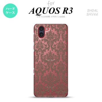 SH-04L SHV44 R3 AQUOS R3 スマホケース カバー ダマスク A クリア 茶 nk-r3-461