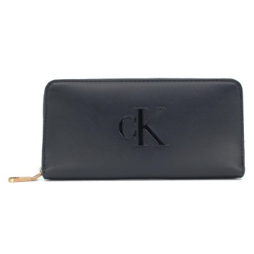 カルバンクライン 　Calvin Klein　ラウンドファスナー長財布　LV04F1077G　ブラック　BOLD CK LONG ZIP AROUND　ボールド シーケー ロング ジップ アラウンド ウォレットEuropeライン