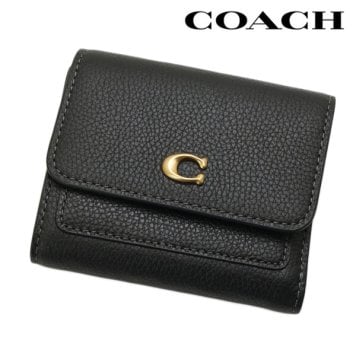 コーチ COACH 二つ折り財布 コンパクト 小銭入れ付き レディース ポリッシュドペブルレザーブラック CAO13 B4 BK ホワイトデー クリスマス 結婚記念日 還暦祝い 入学式 卒業式 入社祝い 退職 プレゼント ギフト 贈り物 恋人 夫婦 母の日 発表会