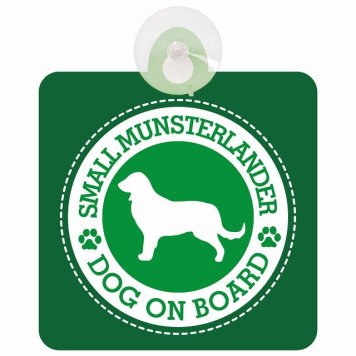セーフティサイン DOG ON BOARD Small Munsterlander スモールミュンスターレンダー グリーン 安全運転 車内用 吸盤タイプ 煽り運転対策 収れん火災防止タイプ 安全対策 カーサイン 吸盤 肉球マーク
