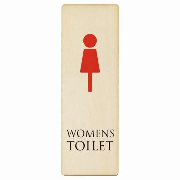 トイレ プレート 木製 WOMENS ホワイト＆カラー 長方形 縦書き 9x27cm ドア サインステッカー ピクトサイン トイレマーク表示 案内 注意 施設 御手洗 TOILET おしゃれ シンプル 安全対策