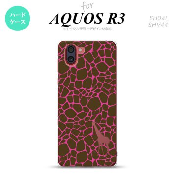 SH-04L SHV44 R3 AQUOS R3 スマホケース カバー キリン 影 ピンク nk-r3-416