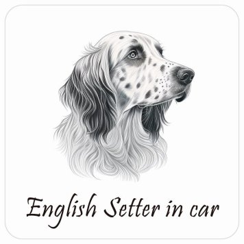 ドッグ カーステッカー イラスト付 Dog in Car イングリッシュセター Aタイプ セーフティサイン 犬種別 正方形 13x13cm シール リア あおり運転対策 Dog Sticker 屋外 屋内 防水 かわいい おしゃれ 安全対策 カーサイン