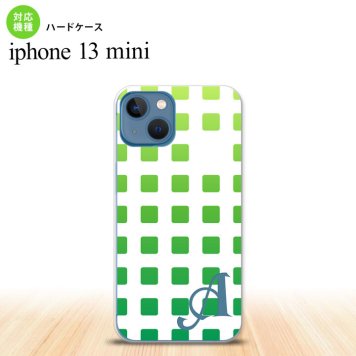 iPhone13mini iPhone13 mini ケース ハードケース スクエア ドット 緑 +アルファベット  nk-i13m-1367i
