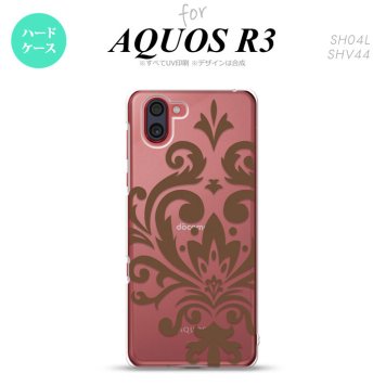 SH-04L SHV44 R3 AQUOS R3 スマホケース カバー ダマスク D 茶 nk-r3-1036