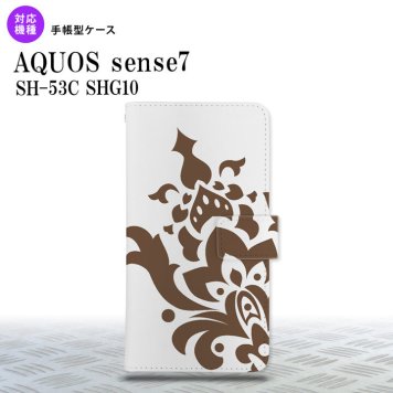 sense7 sense7 手帳型スマホケース カバー ダマスク 茶 2022年 11月発売 nk-004s-sens7-dr1031