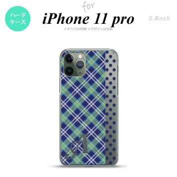 iPhone11Pro iPhone11 Pro スマホケース ハードケース タータン ドット 青 +アルファベット メンズ レディース nk-i11p-1534i