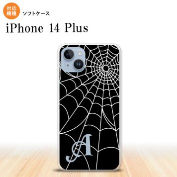 iPhone14 plsu iPhone14 plsu スマホケース 背面ケースソフトケース 蜘蛛 巣 A 白 +アルファベット 2022年 10月発売 nk-i14pl-tp931i
