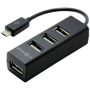 ミヨシ OTG対応 USB HUB機能付アダプタ 4ポート ブラック SAD-HH01/BK
