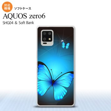 SHG04 SHG04 ZERO6 AQUOS zero6 スマホケース ソフトケース バタフライ 蝶 B 青 メンズ レディース nk-zero6-tp212