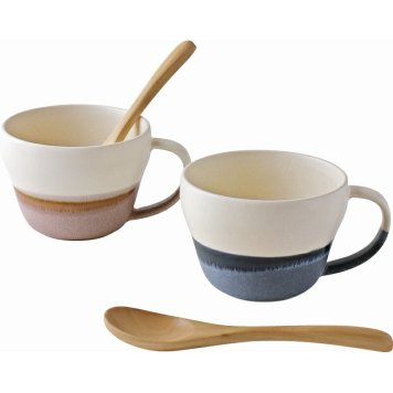 冬の贈り物ご挨拶  なごむ ペアマルチカップ（スプーン付） 直径9.7×7cm