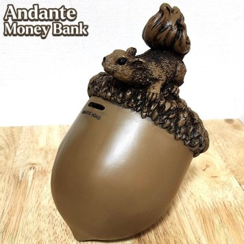 貯金箱 かわいい リス どんぐり レトロ マネーバンク アンティーク アンダンテ 可愛い オブジェ アメリカン 雑貨 コインバンク ビンテージ おしゃれ おもちゃ 置物