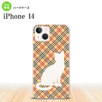 iPhone14 iPhone14 スマホケース 背面ケース ハードケース 猫 チェック A 赤 茶 2022年 9月発売 nk-i14-953