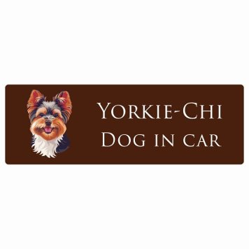 ドッグ カーステッカー イラスト付 Dog in Car ヨーチー Aタイプ セーフティサイン 犬種別 長方形 20x6.7cm シール リア あおり運転対策 Dog Sticker 屋外 屋内 防水 かわいい おしゃれ 安全対策 カーサイン