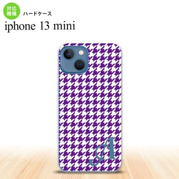 iPhone13mini iPhone13 mini ケース ハードケース 千鳥 格子 小 紫 白 +アルファベット  nk-i13m-908i