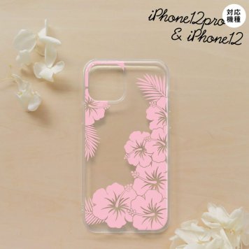 iPhone12/iPhone12pro iPhone12 / iPhone12pro スマホケース ソフトケース ハイビスカス F クリア ピンク メンズ レディース nk-i12-tp1059