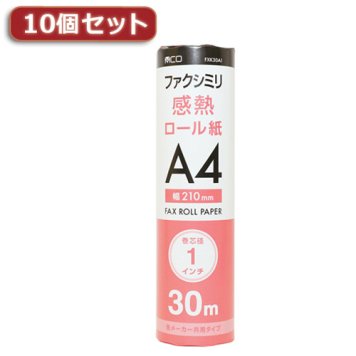 ミヨシ 10個セット ミヨシ 各メーカー共用タイプ FAX用感熱ロール紙 30m巻 1インチ芯 1本入り FXK30A1-1X10
