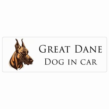 イラスト付 ドッグ カーステッカー Dog in Car グレートデン B タイプ セーフティサイン 犬種別 長方形 15x5cm シール リア あおり運転対策 Dog Sticker 安全対策 カーサイン