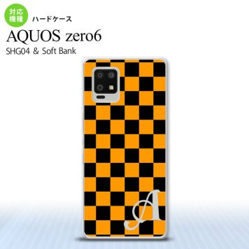 SHG04 SHG04 ZERO6 AQUOS zero6 スマホケース ハードケース スクエア 黒 オレンジ +アルファベット メンズ レディース nk-zero6-761i