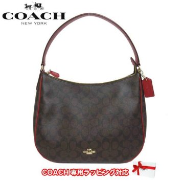 コーチ アウトレット COACH トートバッグ F29209 PVC シグネチャー ジップ ショルダーバッグ / トート IMOG7(ブラウン×ルビー)【RCP】【楽天カード分割】