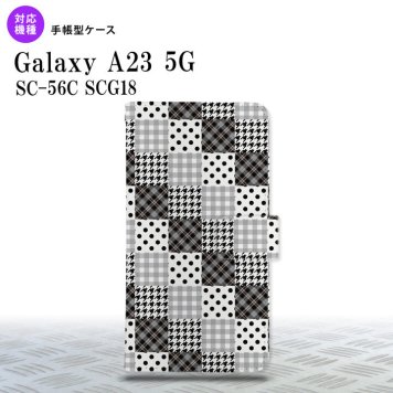 Galaxy A23 GalaxyA23 手帳型スマホケース カバー パッチワーク 黒 2022年 10月発売 nk-004s-a23-dr1063