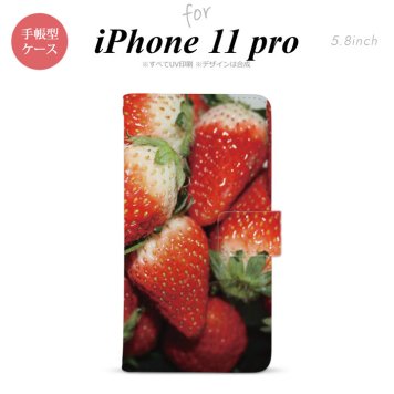 iPhone11Pro iPhone11 Pro 手帳型スマホケース カバー 苺 イチゴ 写真 赤  nk-004s-i11p-dr040
