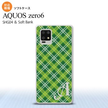 SHG04 SHG04 ZERO6 AQUOS zero6 スマホケース ソフトケース チェック A 緑 +アルファベット メンズ レディース nk-zero6-tp435i