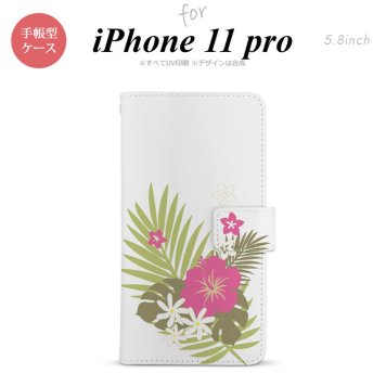 iPhone11Pro iPhone11 Pro 手帳型スマホケース カバー ハイビスカス クリア ピンク  nk-004s-i11p-dr1051